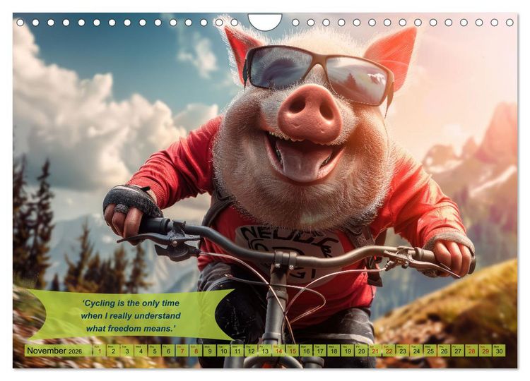 Produktbild: Funny charming animals on a bicycle (Wall Calendar 2026 DIN A4 landscape), CALVENDO 12 Month Wall Calendar