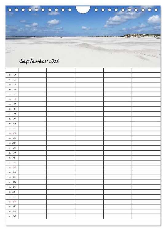Produktbild: Urlaubsparadies Amrum / Familienplaner (Wandkalender 2026 DIN A4 hoch), CALVENDO Monatskalender