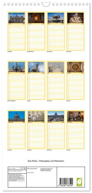 Produktbild: Familienplaner 2027 - San Pietro - Petersplatz und Petersdom mit 5 Spalten (Wandkalender, 21 x 45 cm) CALVENDO