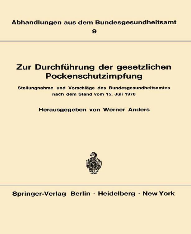 Produktbild: Zur Durchf&uuml;hrung der gesetzlichen Pockenschutzimpfung