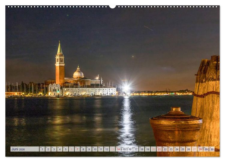 Produktbild: Stilles Venedig wenn es Nacht wird (hochwertiger Premium Wandkalender 2026 DIN A2 quer), Kunstdruck in Hochglanz