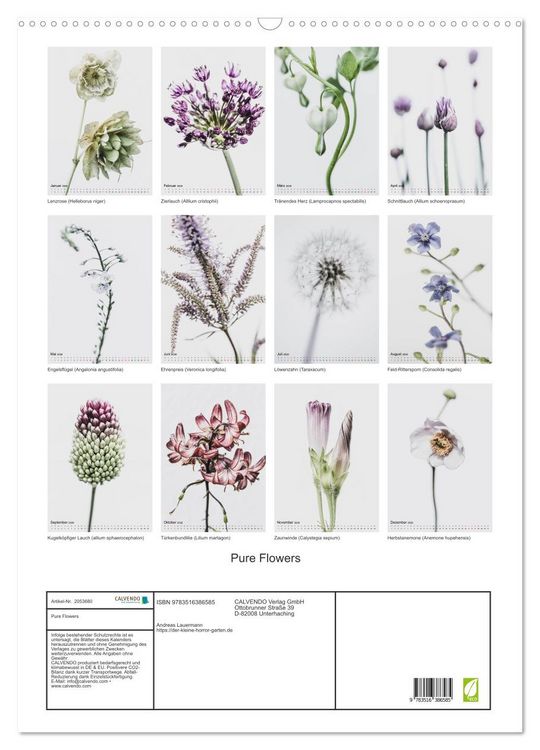 Produktbild: Pure Flowers (Wandkalender 2026 DIN A2 hoch), CALVENDO Monatskalender