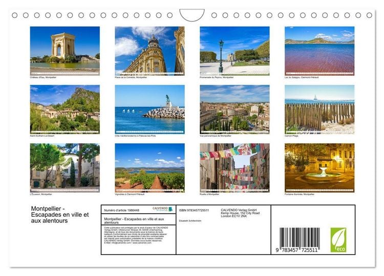Produktbild: Montpellier - Escapades en ville et aux alentours (Calendrier mural 2026 DIN A4 vertical), CALVENDO calendrier mensuel