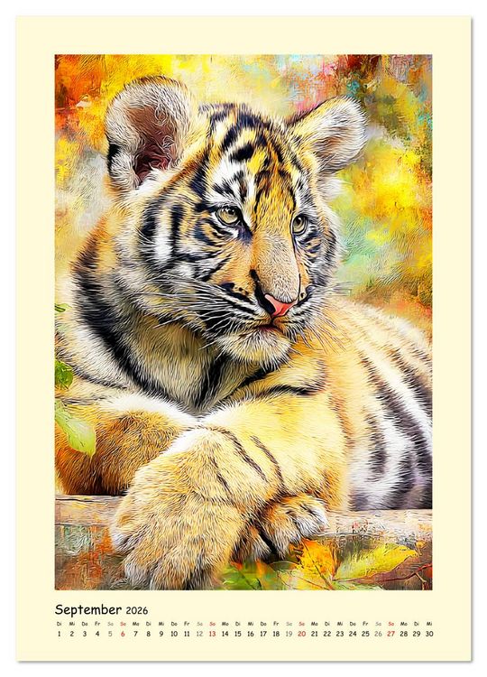 Produktbild: Raubkatzen. Moderne Paintings wilder Eleganz (Wandkalender 2026 DIN A3 hoch), CALVENDO Monatskalender