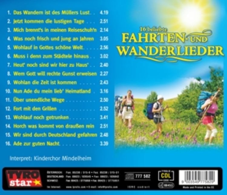 Produktbild: 16 beliebte Fahrten-und Wanderlieder