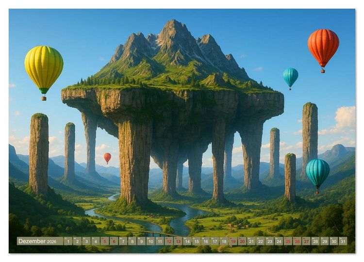 Produktbild: Ballonfahrt durch surreale Welten (hochwertiger Premium Wandkalender 2026 DIN A2 quer), Kunstdruck in Hochglanz