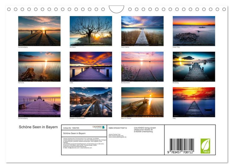Produktbild: Sch&ouml;ne Seen in Bayern (Wandkalender 2026 DIN A4 quer), CALVENDO Monatskalender