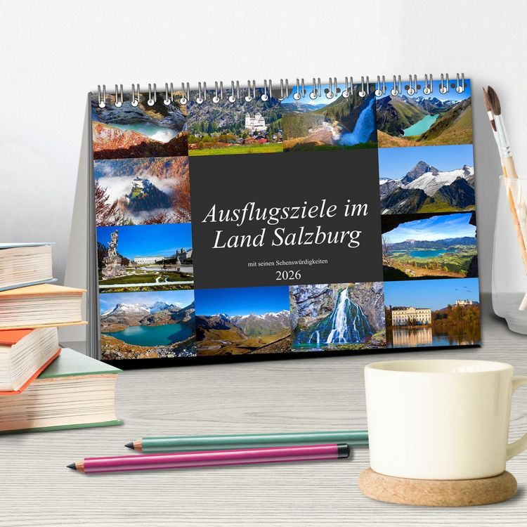 Produktbild: Ausflugsziele im Land Salzburg (Tischkalender 2026 DIN A5 quer), CALVENDO Monatskalender