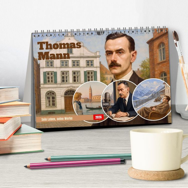 Produktbild: Thomas Mann. Sein Leben, seine Werke (Tischkalender 2026 DIN A5 quer), CALVENDO Monatskalender