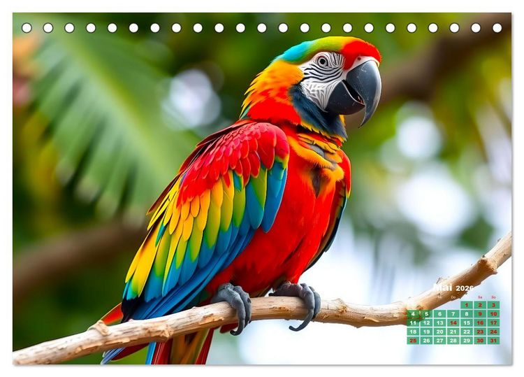 Produktbild: Leuchtend farbenfrohe V&ouml;gel (Tischkalender 2026 DIN A5 quer), CALVENDO Monatskalender