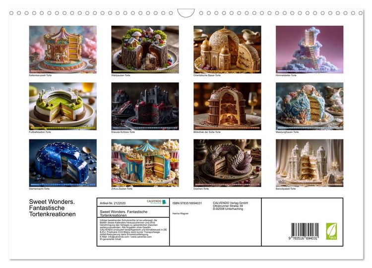 Produktbild: Sweet Wonders. Fantastische Tortenkreationen (Wandkalender 2026 DIN A3 quer), CALVENDO Monatskalender