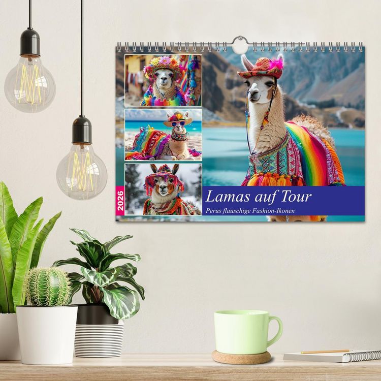 Produktbild: Lamas auf Tour. Perus flauschige Fashion-Ikonen (Wandkalender 2026 DIN A4 quer), CALVENDO Monatskalender