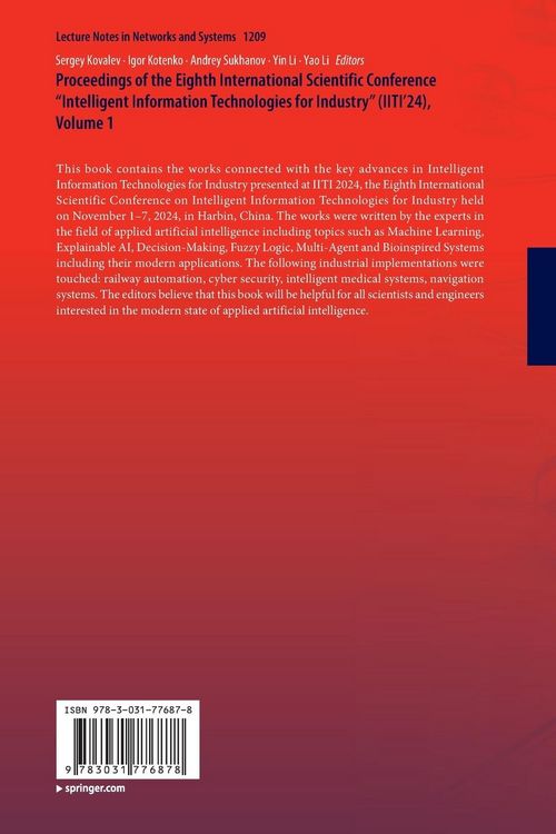 Produktbild: Proceedings of the Eighth International Scientific Conference &ldquo;Intelligent Information Technologies for Industry&rdquo; (IITI&rsquo;24), Volume 1