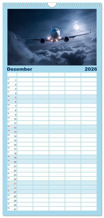 Produktbild: Familienplaner 2026 - Flugzeuge hautnah - Flugzeugkalender f&uuml;r Flugzeugliebhaber mit 5 Spalten (Wandkalender, 21 x 45 cm) CALVENDO