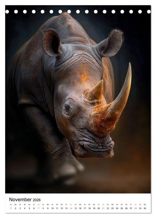 Produktbild: Nashorn - Stark. Stur. Schnell. (Tischkalender 2026 DIN A5 hoch), CALVENDO Monatskalender