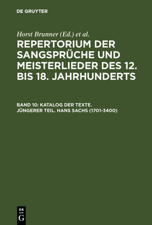 Produktbild: Katalog der Texte. J&uuml;ngerer Teil. Hans Sachs (1701-3400)