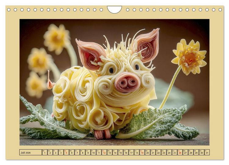 Produktbild: Auf dem Nudelhof. Spaghetti-Tiere zum Schmunzeln (Wandkalender 2026 DIN A4 quer), CALVENDO Monatskalender