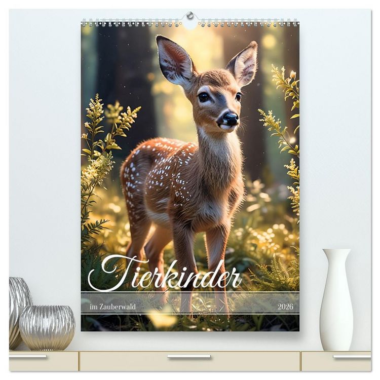 Produktbild: Tierkinder im Zauberwald (hochwertiger Premium Wandkalender 2026 DIN A2 hoch), Kunstdruck in Hochglanz