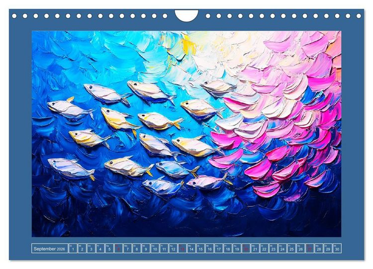 Produktbild: Bunte Fische im &Ouml;lgem&auml;lde-Stil. Zuhause in den Meerestiefen (Wandkalender 2026 DIN A4 quer), CALVENDO Monatskalender