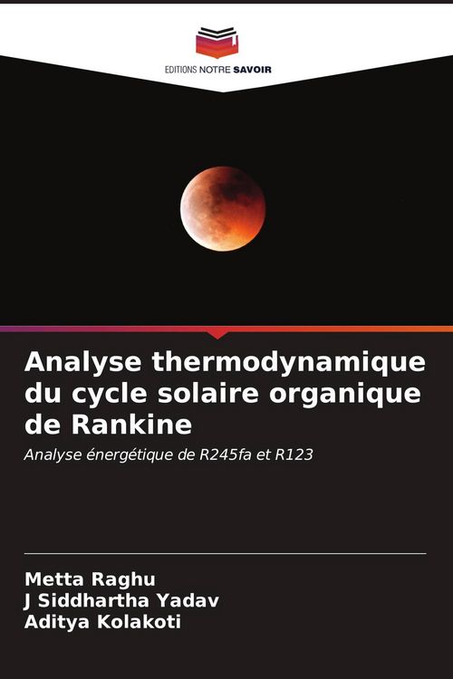 Produktbild: Analyse thermodynamique du cycle solaire organique de Rankine