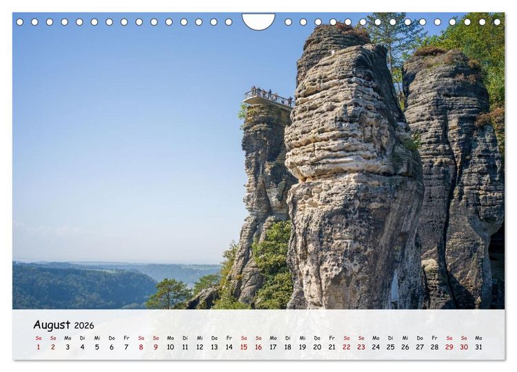 Produktbild: S&auml;chsische Schweiz - Beeindruckende Felsen und unber&uuml;hrte Natur (Wandkalender 2026 DIN A4 quer), CALVENDO Monatskalender