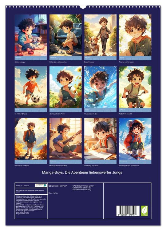 Produktbild: Manga-Boys. Die Abenteuer liebenswerter Jungs (hochwertiger Premium Wandkalender 2026 DIN A2 hoch), Kunstdruck in Hochglanz