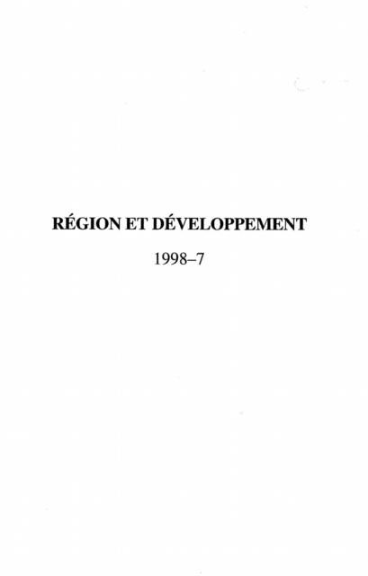 Produktbild: Region Et Developpement N(deg)7