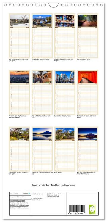 Produktbild: Familienplaner 2026 - Japan - zwischen Tradition und Moderne mit 5 Spalten (Wandkalender, 21 x 45 cm) CALVENDO