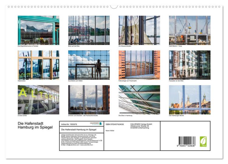 Produktbild: Die Hafenstadt Hamburg im Spiegel (hochwertiger Premium Wandkalender 2026 DIN A2 quer), Kunstdruck in Hochglanz