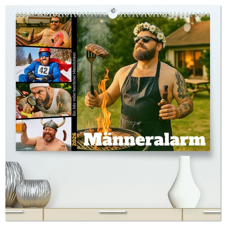 Produktbild: M&auml;nneralarm - Ein Jahr voller herrlicher M&auml;nnlichkeit (hochwertiger Premium Wandkalender 2026 DIN A2 quer), Kunstdruck in Hochglanz