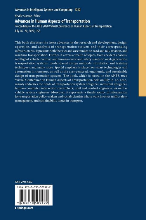 Produktbild: Advances in Human Aspects of Transportation