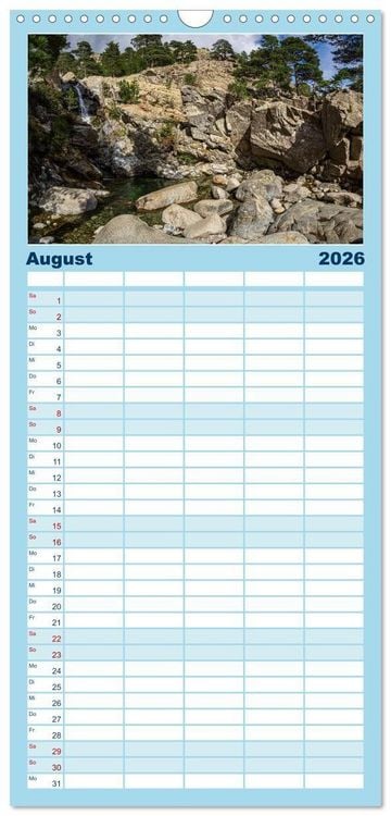 Produktbild: Familienplaner 2026 - Korsika Wild und Frei mit 5 Spalten (Wandkalender, 21 x 45 cm) CALVENDO