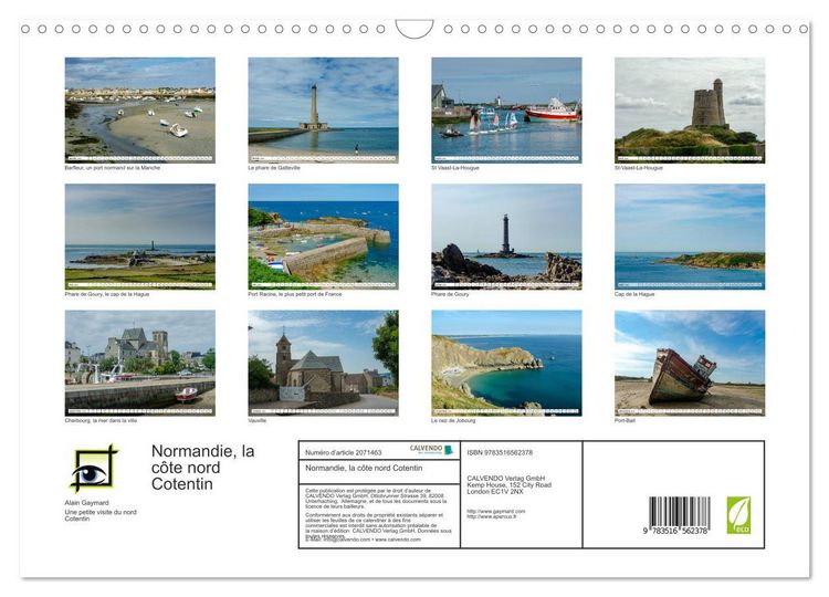 Produktbild: Normandie, la c&ocirc;te nord Cotentin (Calendrier mural 2026 DIN A3 vertical), CALVENDO calendrier mensuel