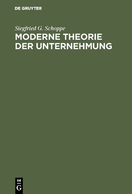 Produktbild: Moderne Theorie der Unternehmung
