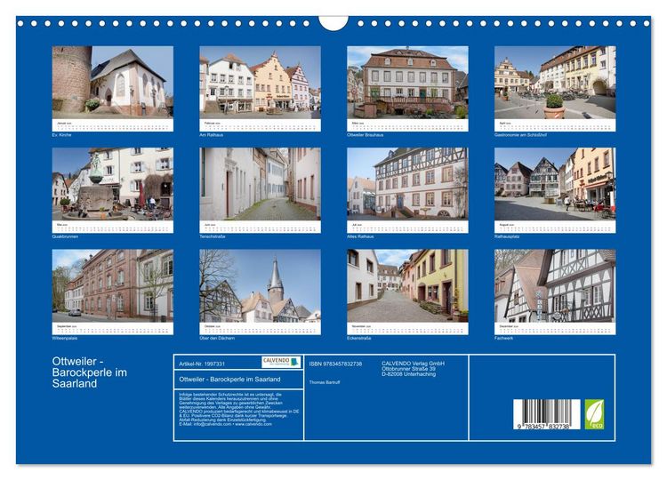 Produktbild: Ottweiler - Barockperle im Saarland (Wandkalender 2026 DIN A3 quer), CALVENDO Monatskalender