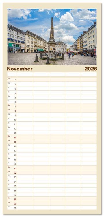 Produktbild: Familienplaner 2026 - Bonn Impressionen mit 5 Spalten (Wandkalender, 21 x 45 cm) CALVENDO