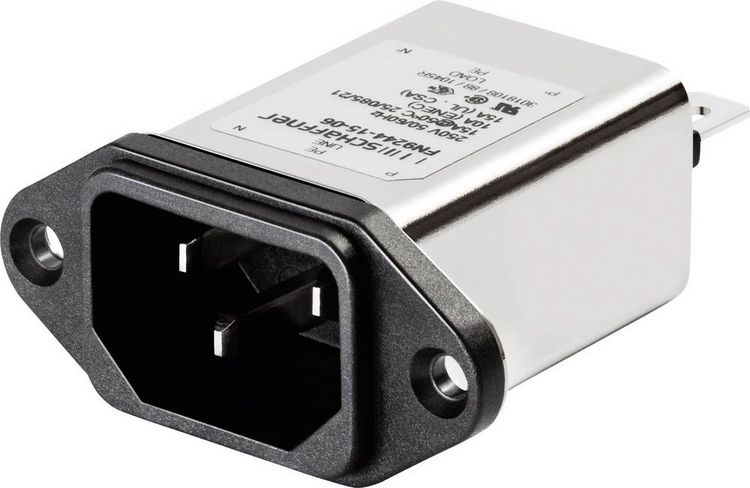 Produktbild: Schaffner FN9244-1-06 FN9244-1-06 Netzfilter mit Kaltger&auml;tebuchse 250 V/AC 1 A (L x B) 48 mm x 22.5 mm 1 St.