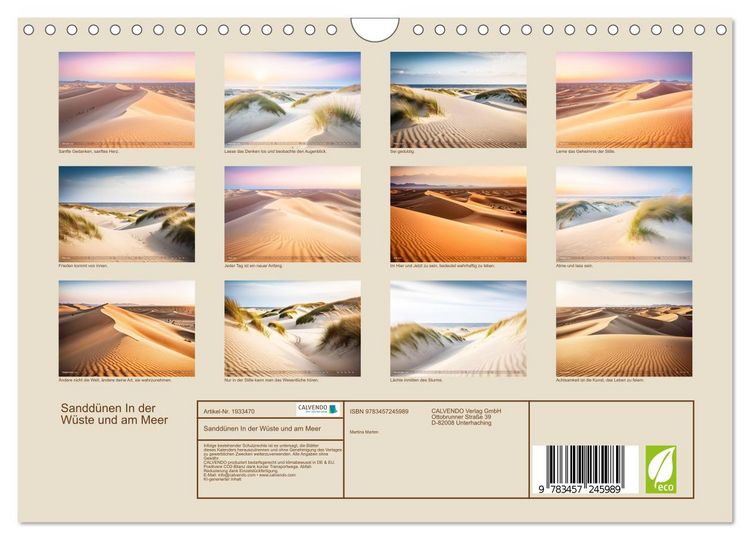 Produktbild: Sandd&uuml;nen In der W&uuml;ste und am Meer (Wandkalender 2026 DIN A4 quer), CALVENDO Monatskalender