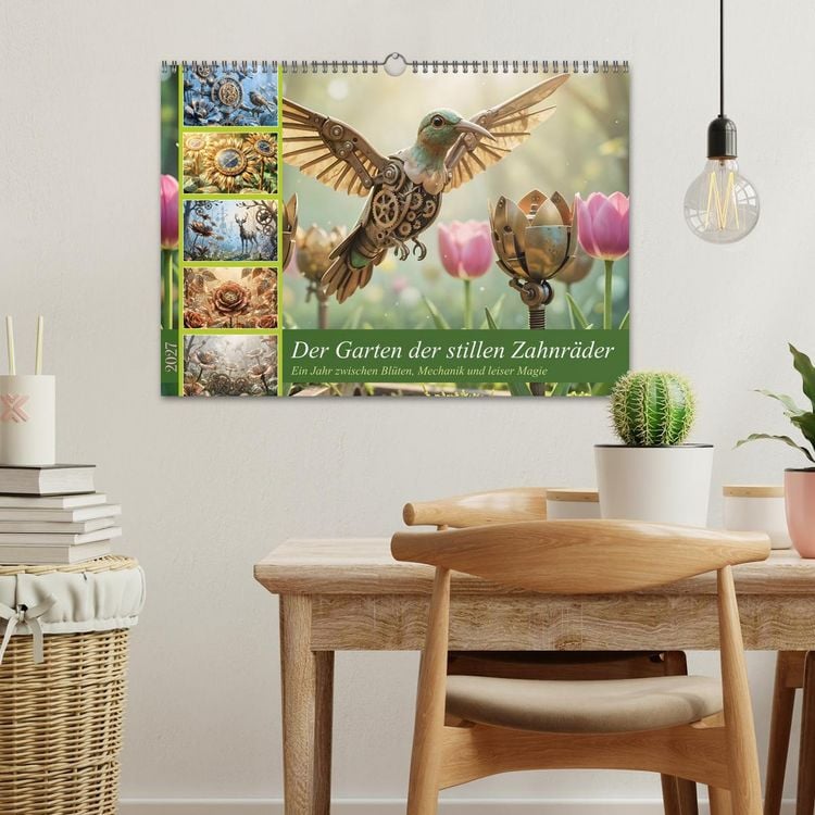 Produktbild: Der Garten der stillen Zahnr&auml;der - Ein Jahr zwischen Bl&uuml;ten, Mechanik und leiser Magie (Wandkalender 2027 DIN A3 quer), CALVENDO Monatskalender