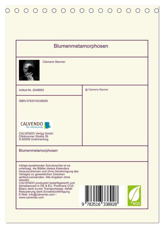 Produktbild: Blumenmetamorphosen (Tischkalender 2026 DIN A5 hoch), CALVENDO Monatskalender