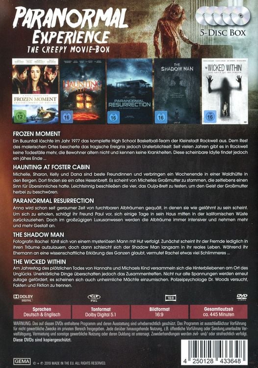 Produktbild: Paranormal Experience - The Creepy Movie-Box [5 DVDs]