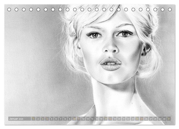 Produktbild: Hollywood Ikonen in Bleistift (Tischkalender 2026 DIN A5 quer), CALVENDO Monatskalender