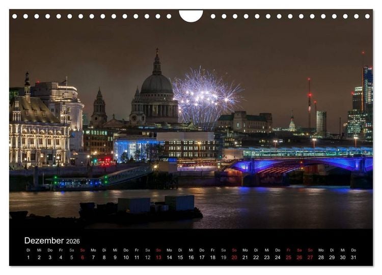 Produktbild: London - Nachts an der Themse (Wandkalender 2026 DIN A4 quer), CALVENDO Monatskalender