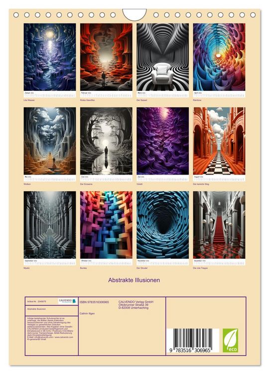 Produktbild: Abstrakte Illusionen (Wandkalender 2026 DIN A4 hoch), CALVENDO Monatskalender