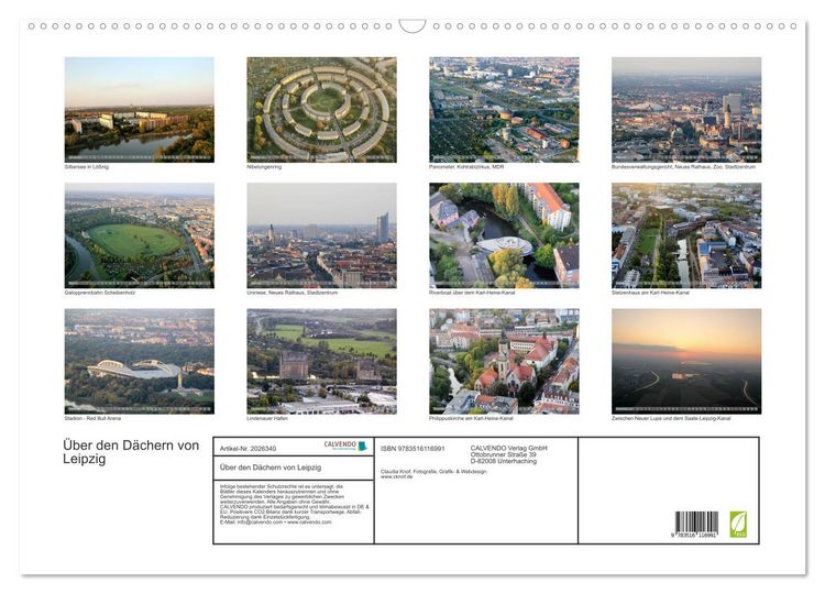 Produktbild: &Uuml;ber den D&auml;chern von Leipzig (Wandkalender 2026 DIN A2 quer), CALVENDO Monatskalender