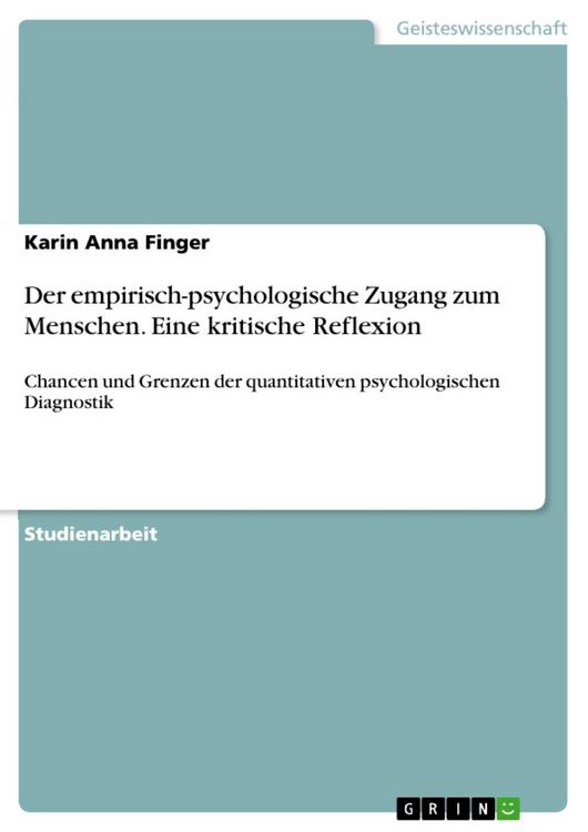 Produktbild: Der empirisch-psychologische Zugang zum Menschen. Eine kritische Reflexion