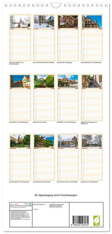 Produktbild: Familienplaner 2026 - Ein Spaziergang durch Feuchtwangen mit 5 Spalten (Wandkalender, 21 x 45 cm) CALVENDO