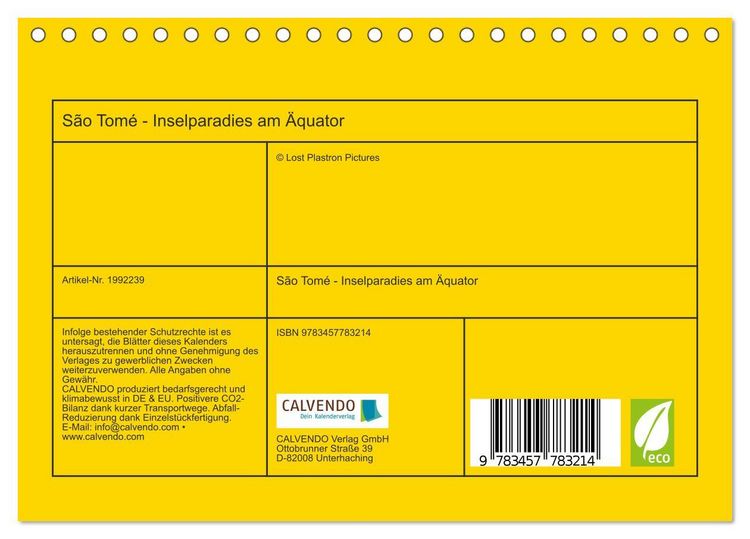 Produktbild: S&atilde;o Tom&eacute; - Inselparadies am &Auml;quator (Tischkalender 2026 DIN A5 quer), CALVENDO Monatskalender