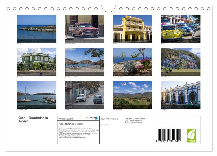 Produktbild: Kuba - Rundreise in Bildern (Wandkalender 2026 DIN A4 quer), CALVENDO Monatskalender
