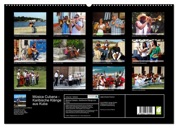 Produktbild: M&uacute;sica Cubana - Karibische Kl&auml;nge aus Kuba (hochwertiger Premium Wandkalender 2026 DIN A2 quer), Kunstdruck in Hochglanz